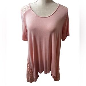 Blu Heaven Pink Lace Accent Tunic Top Size Large
